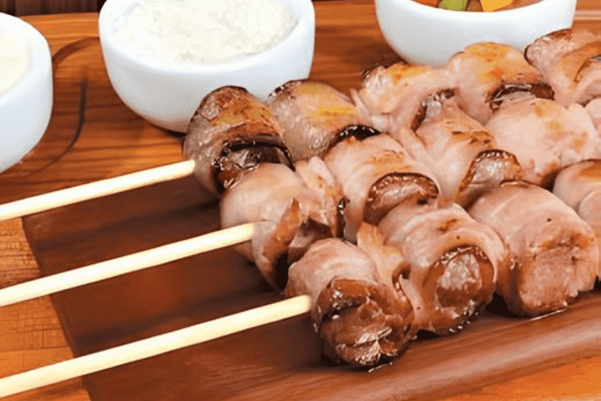 Espetinho de Carne e Bacon na Airfryer