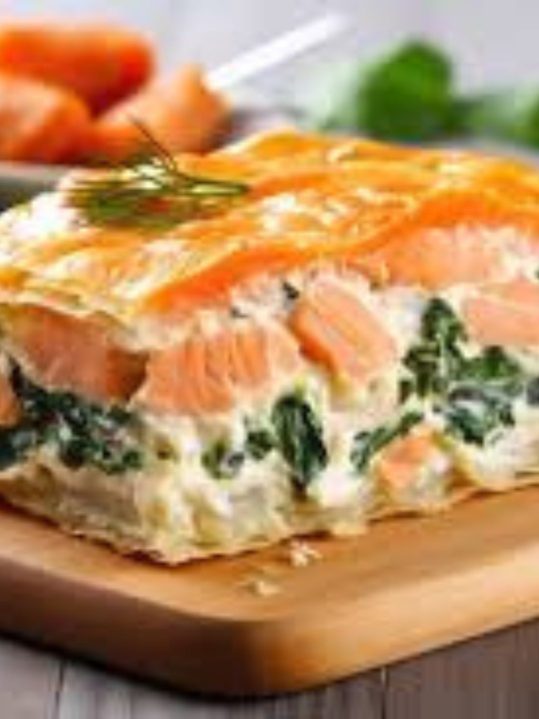 Torta de Salmão Espinafre e Queijo